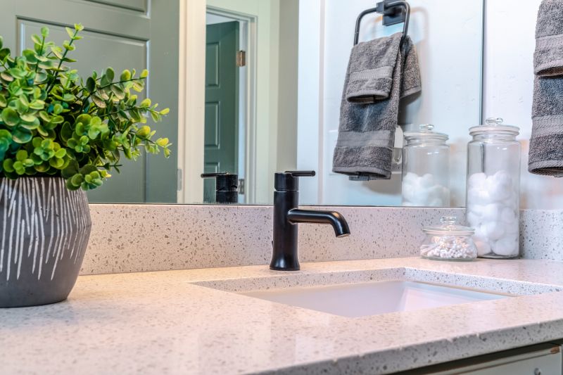 Contemporary bathroom with natural stone finishes